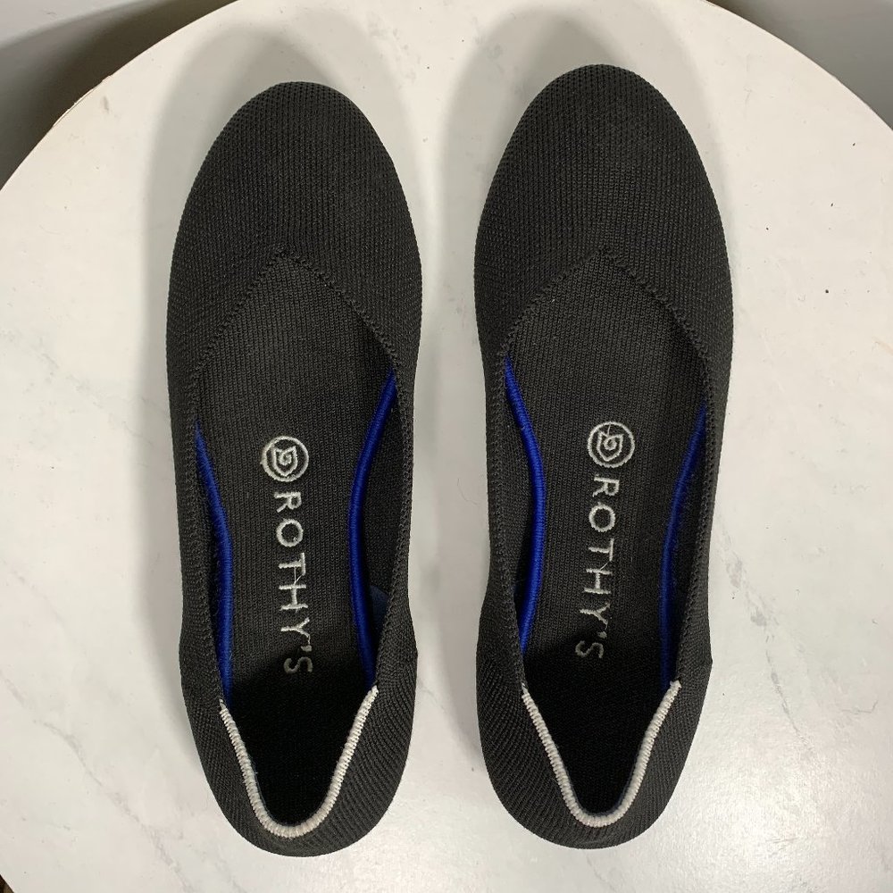 Rothy’s ‘The Flat” Black Round Toe Slip On Ballet Flats Retired Style